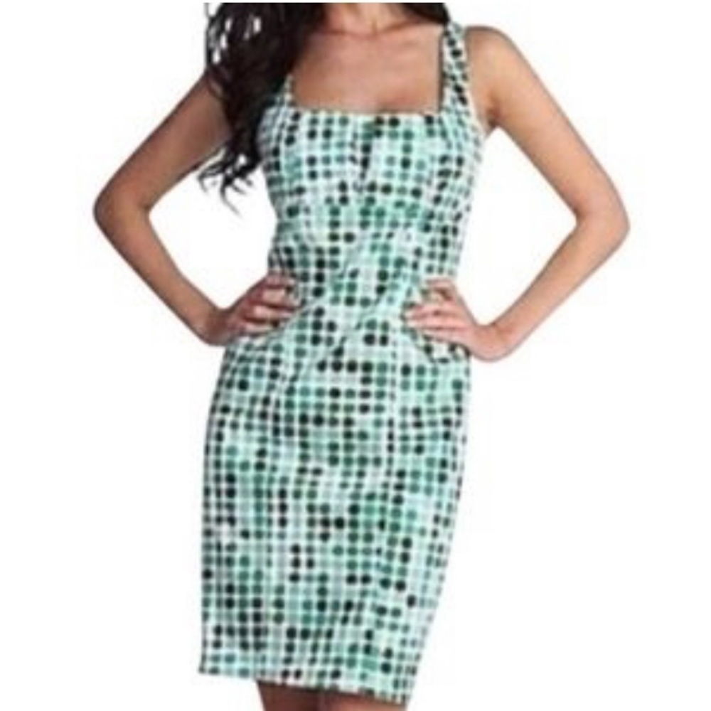 𝅺CALVIN Klein A-Line Dress Polkadot Designer Ladies Womens Size 10, fitted.